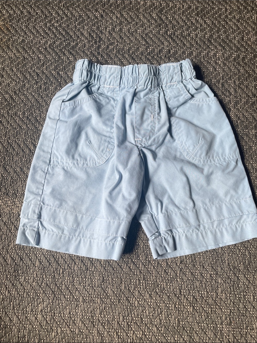 Light Blue Elastic Waist Kids Shorts